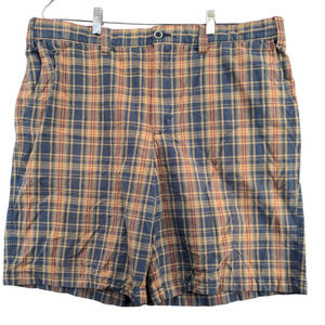 Eddie Bauer Men's Chino Shorts Multicolor Plaid Size 38 100% Cotton Slash Pocket